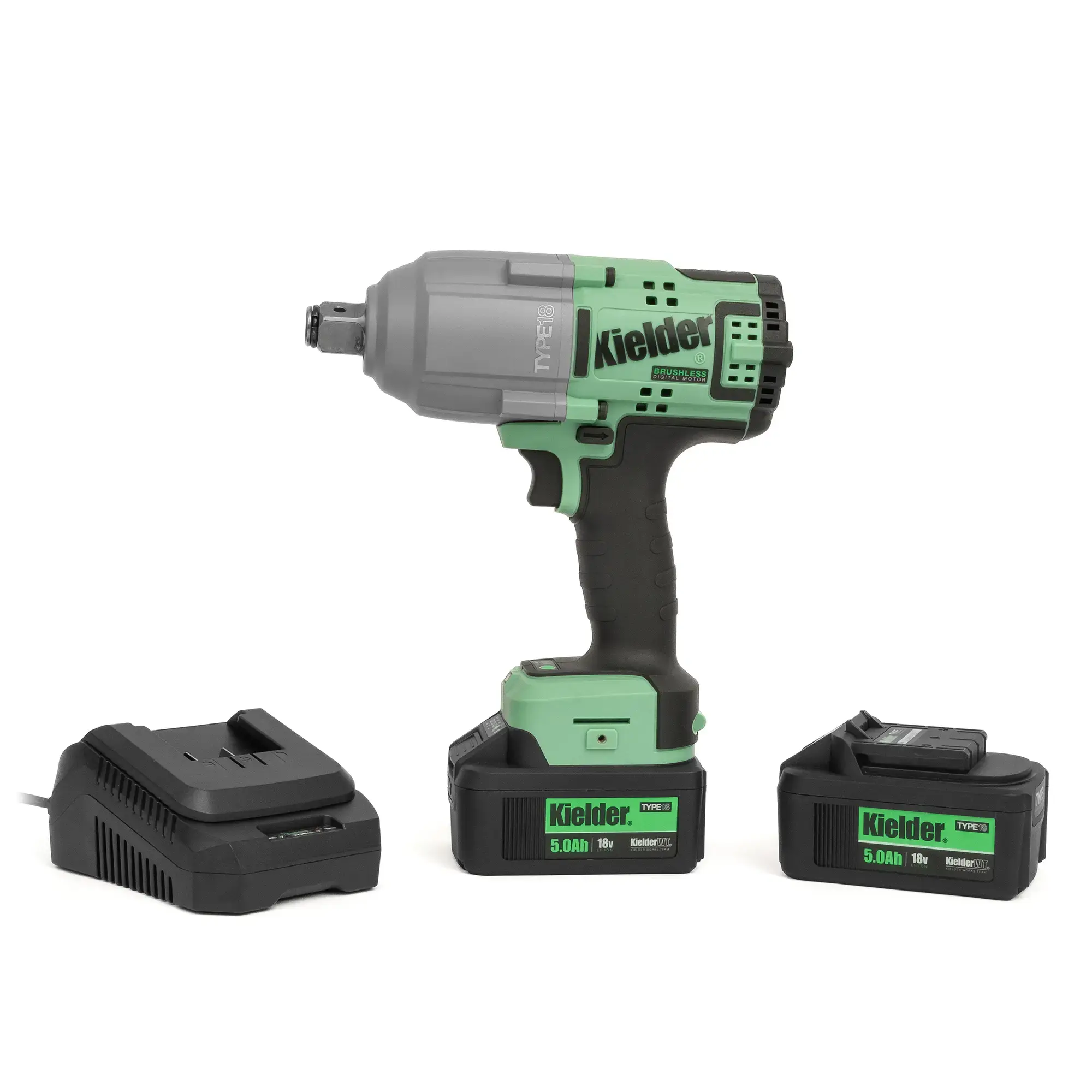 KIELDER KWT-085-32 3/4" 18v Li-Ion TYPE18 Brushless High Torque Impact Wrench, 2 x 5.0Ah