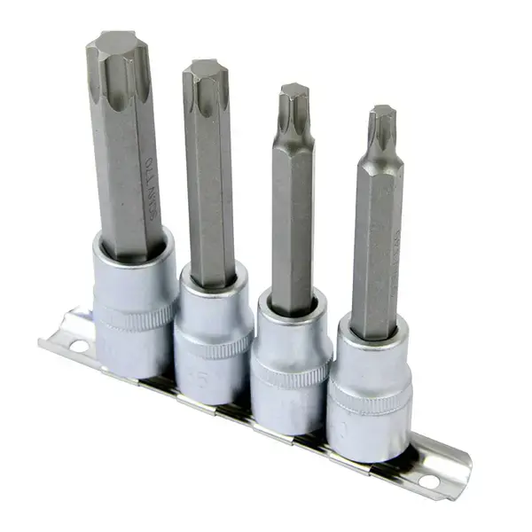 MasterPro 4 Piece 1/2 Inch Star Insert Bit Socket T40 T45 T55 T70 100mm Length