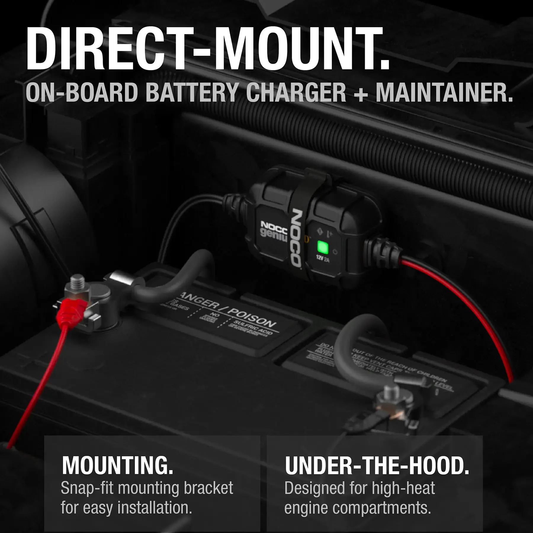 Noco 2A Direct-Mount Battery Charger GENIUS2DUK