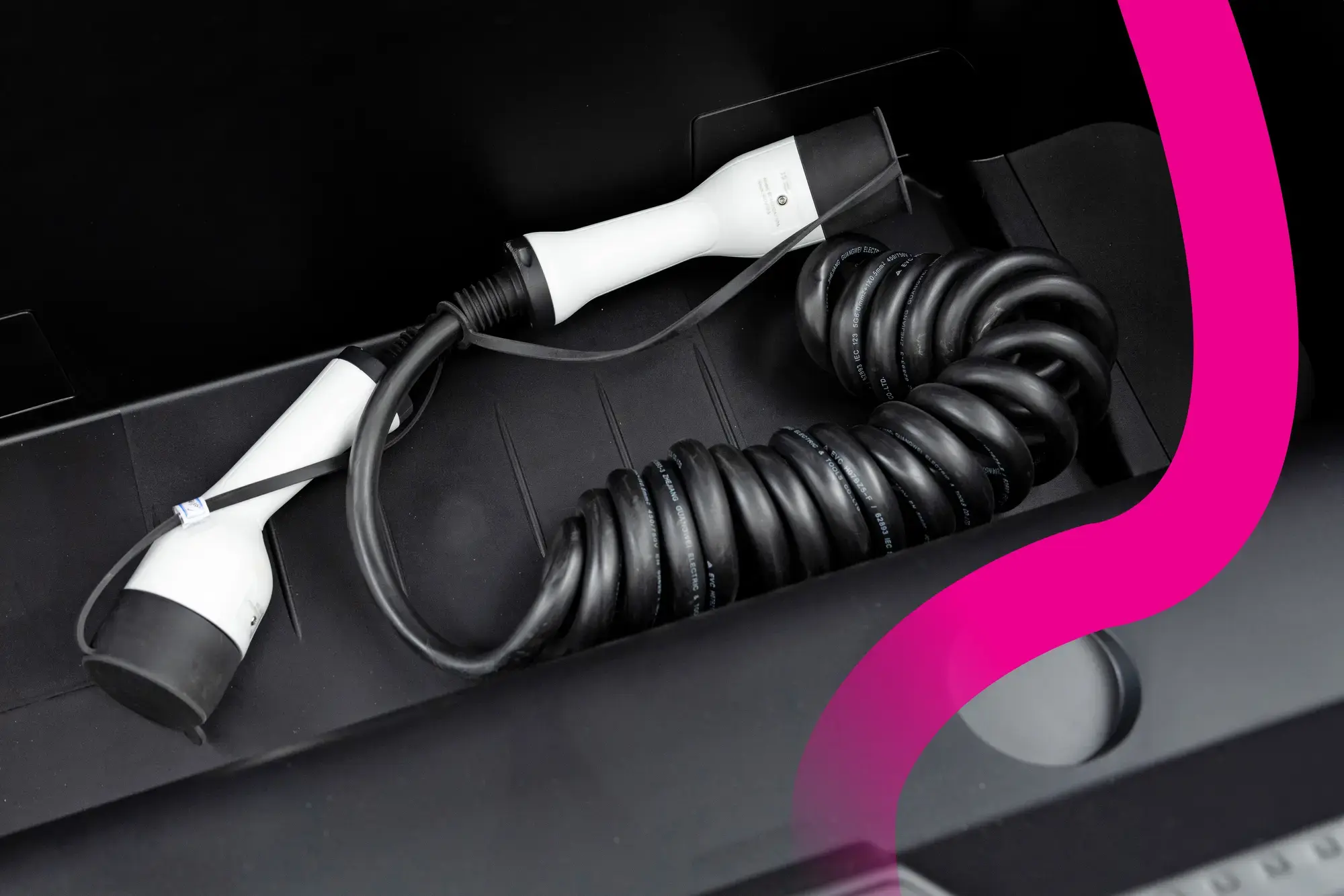 CORD Type 2 to Type 2 EV Coiled Charging Cable, 32amp, 22kW, 5 Metre, Three Phase