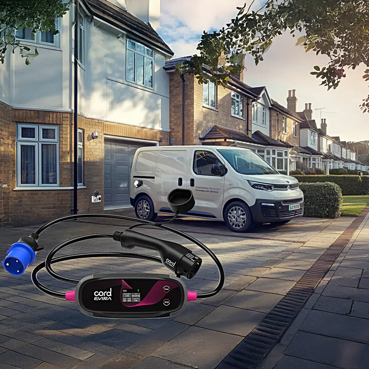 CORD Plus Portable EV Charger with LCD Screen – 5m – Adjustable 230V 6A-8A-10A Max 2.3kW