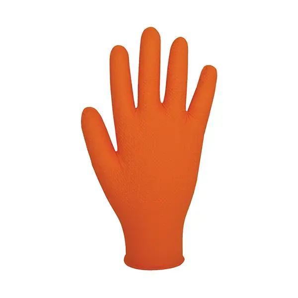 Bodyguard Large - Orange Nitrile powder free grip glove box of 90