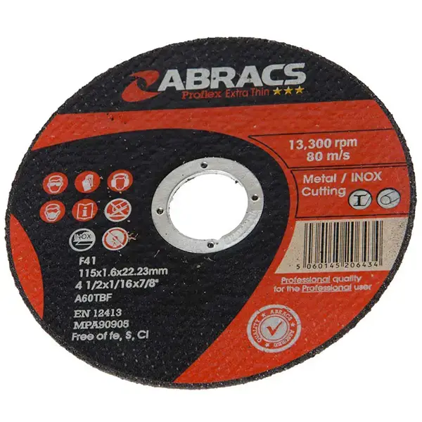 ABRACS Proflex Thin Cutting Disc 115mm X 1.6Mm X 22mm Flat Inox