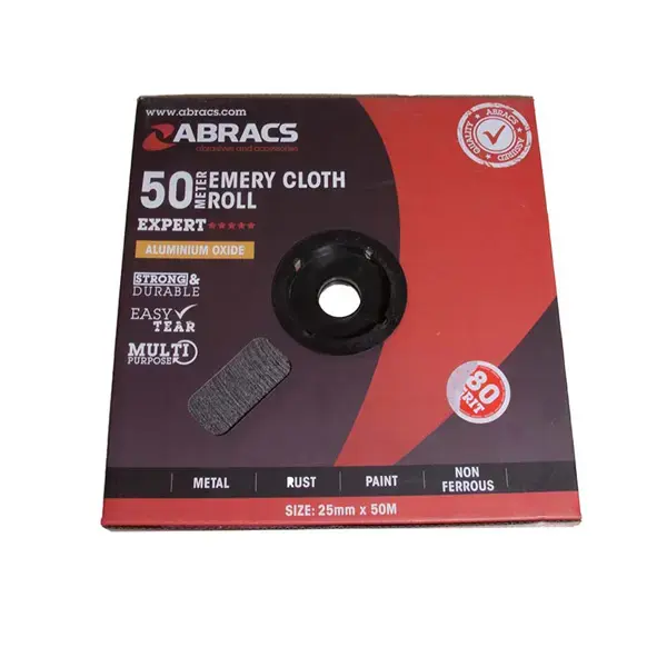 ABRACS Emery Cloth Roll 50m x 25mm 80 Grit
