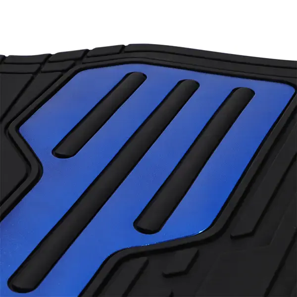 Streetwize Adonia 4 pce Rubber Mat Set with "Metallic" Blue Heel Pad