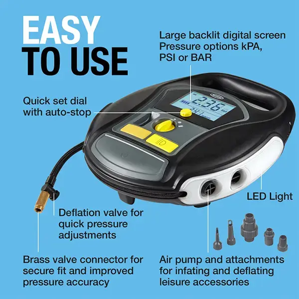 Ring Auto RTC6000 Cordless 4 in 1 Digital Tyre Inflator and Air Pump