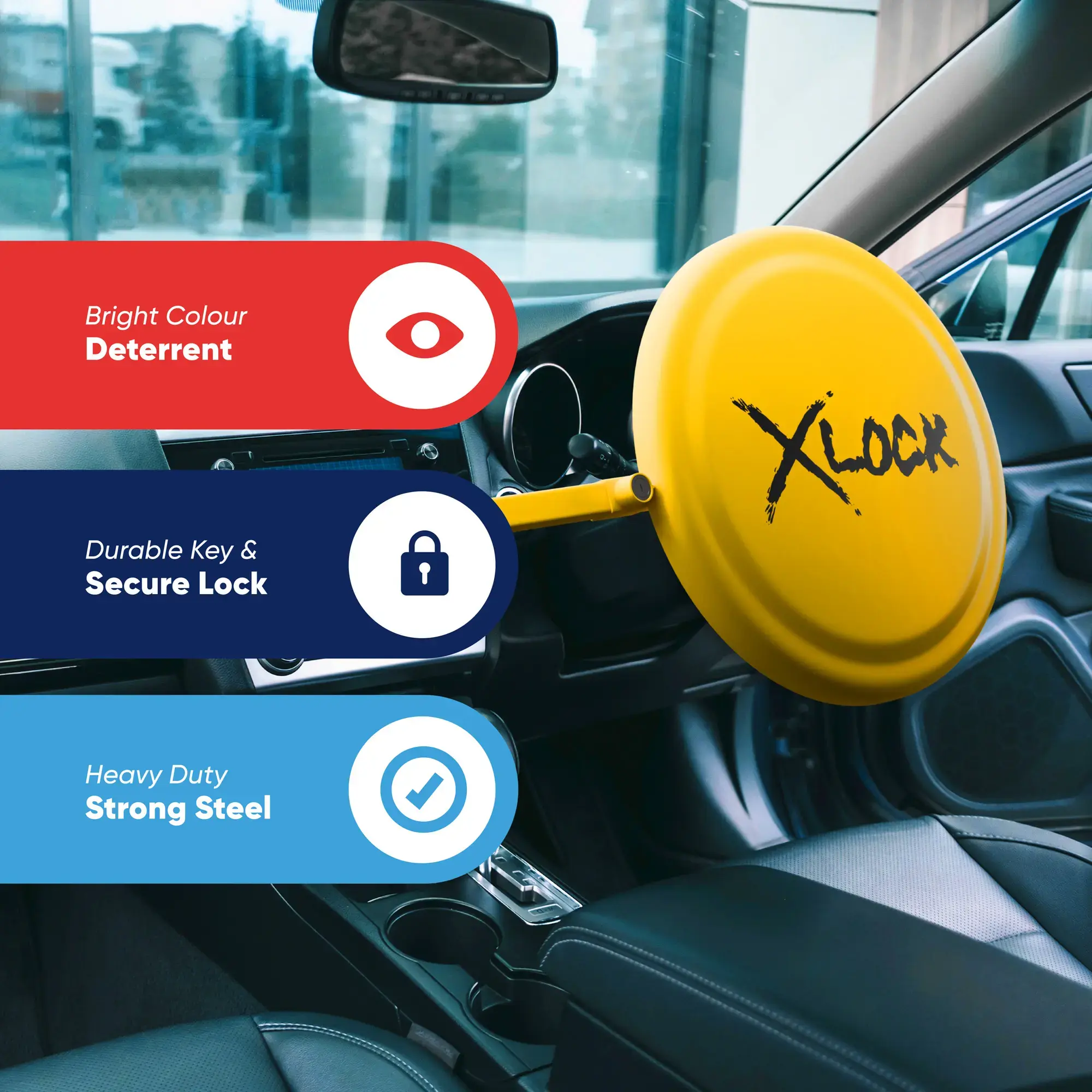 Streetwize Full Face Yellow Steering Wheel Lock