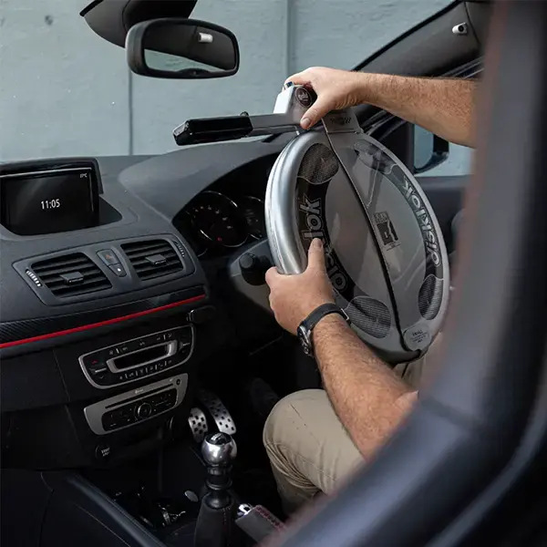 DISKLOK Gold Edition Steering Lock Silver Small (35-38.9cm)