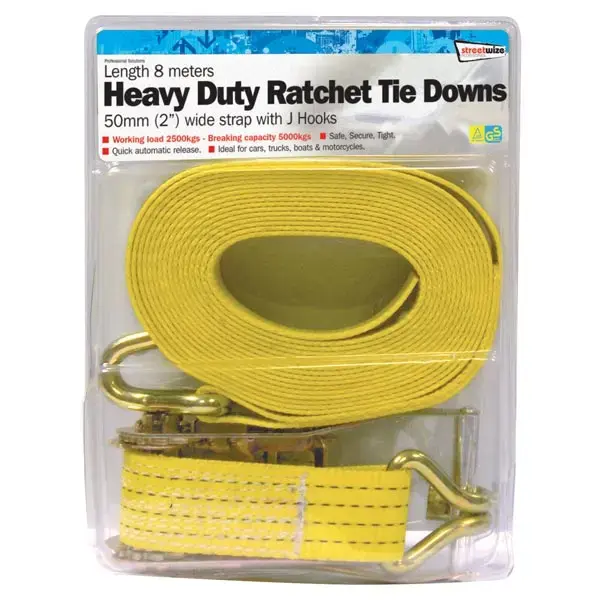 Streetwize 8 Metre H. Duty Commercial Ratchet Tie Down(50mm wide)