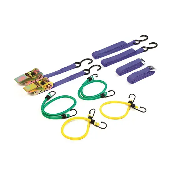 Streetwize 8 piece Tie Down Kit with Bungee Cords (Luggage Elastics)