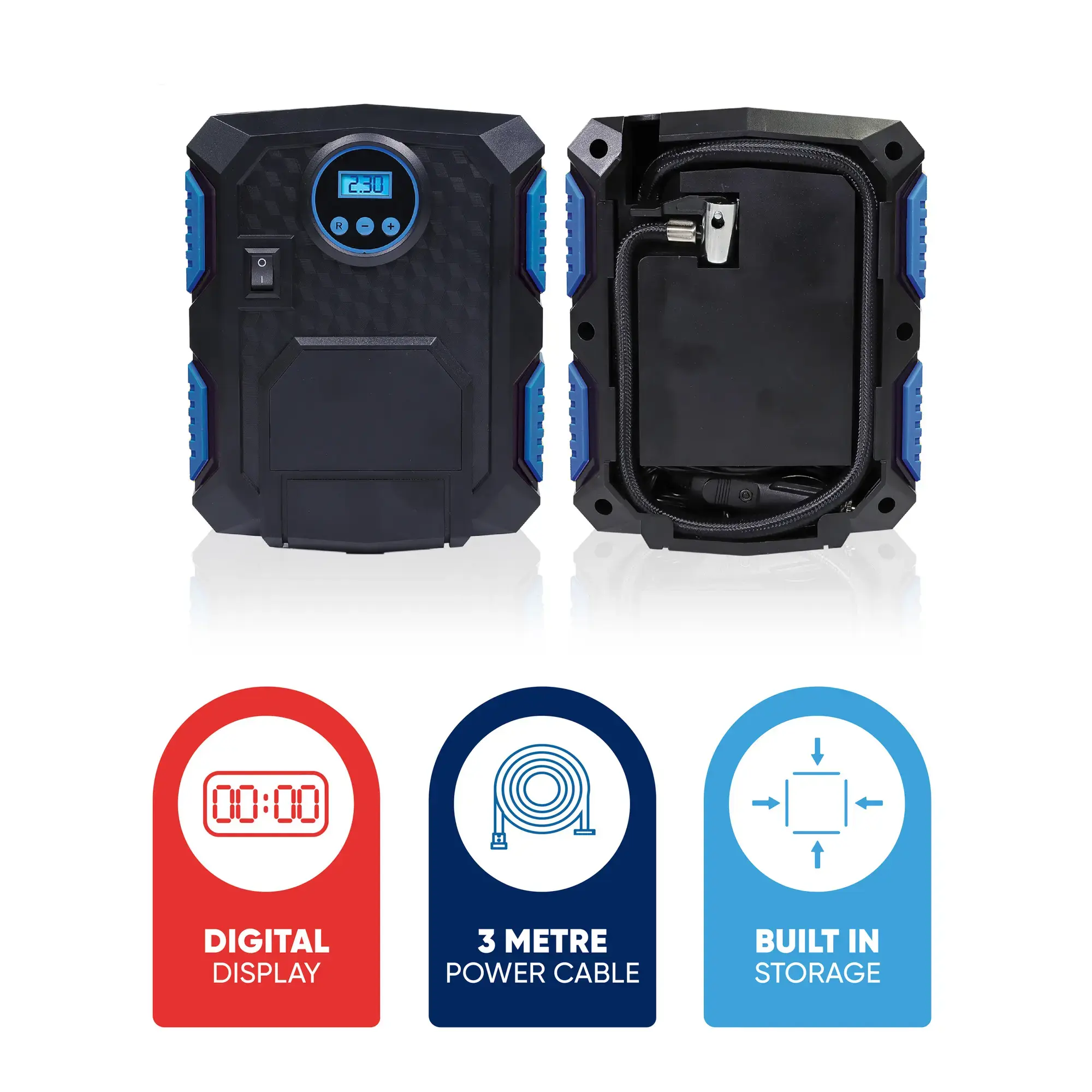 Streetwize 12V Air Compressor with Built in LED & Auto Cut-Off