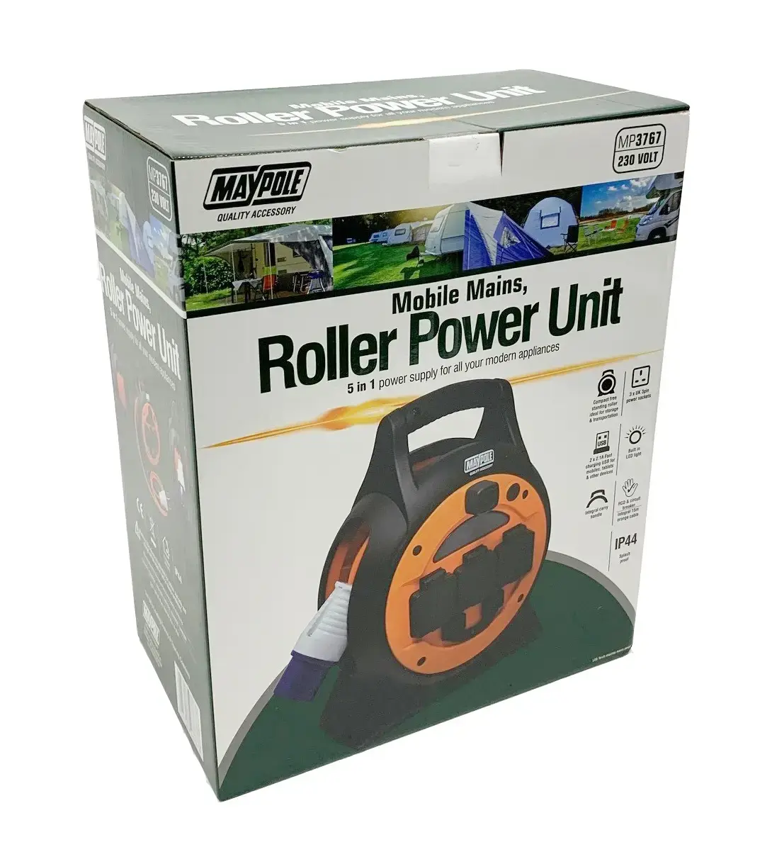 Maypole Mobile Mains Roller Power Unit 15M With Led Light