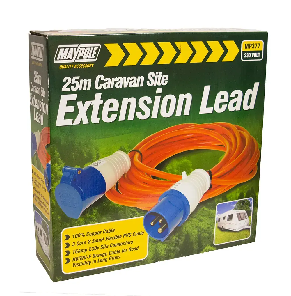 Maypole Caravan 230V 25M Site Extension Lead NCC Compliant