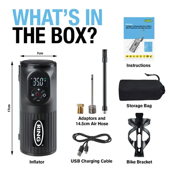 Ring Auto RTC2000 Cordless Handheld Rechargeable Tyre Inflator