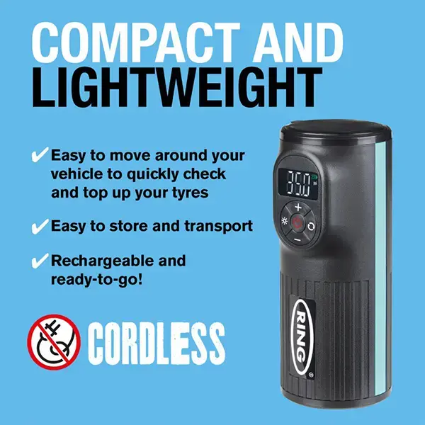 Ring Auto RTC2000 Cordless Handheld Rechargeable Tyre Inflator