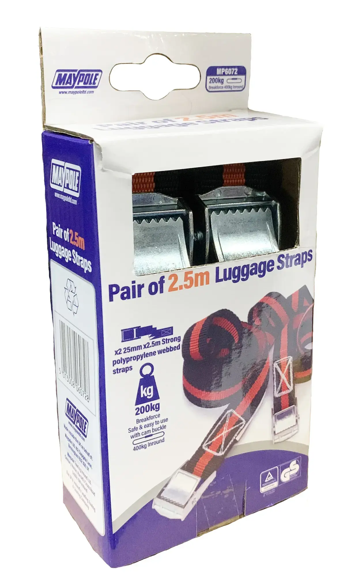 Maypole MP6072 Pair of 400Kg Luggage Straps With Cam Buckles