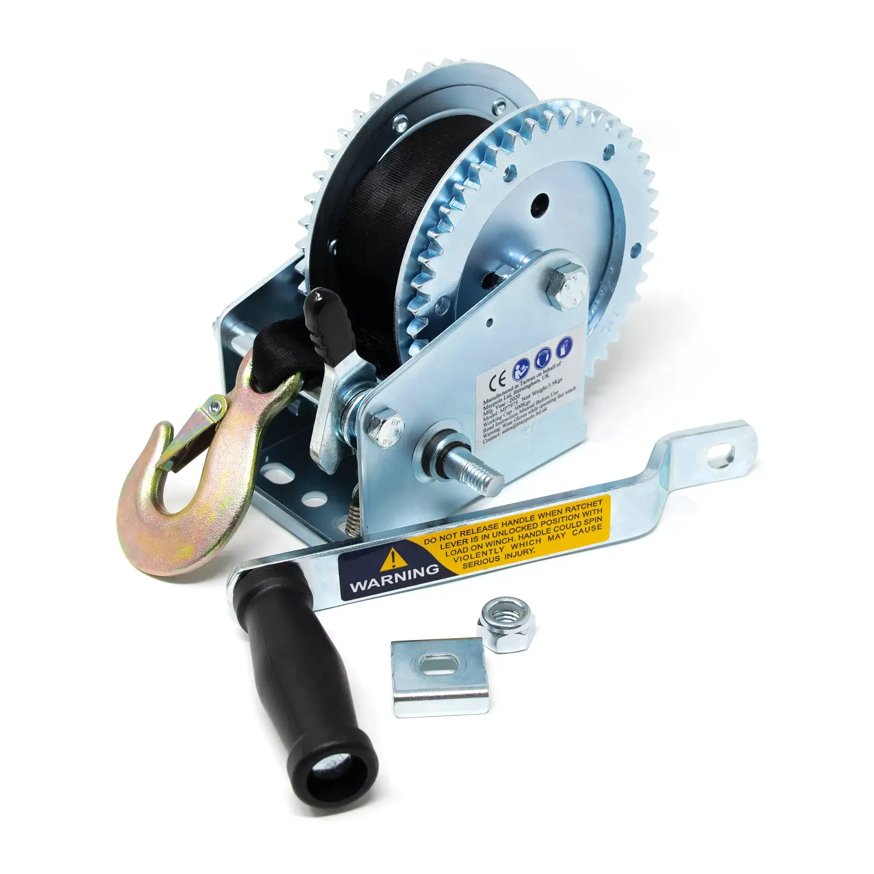 Maypole MP7975 Heavy Duty Hand Winch 900Kg / 2000LB