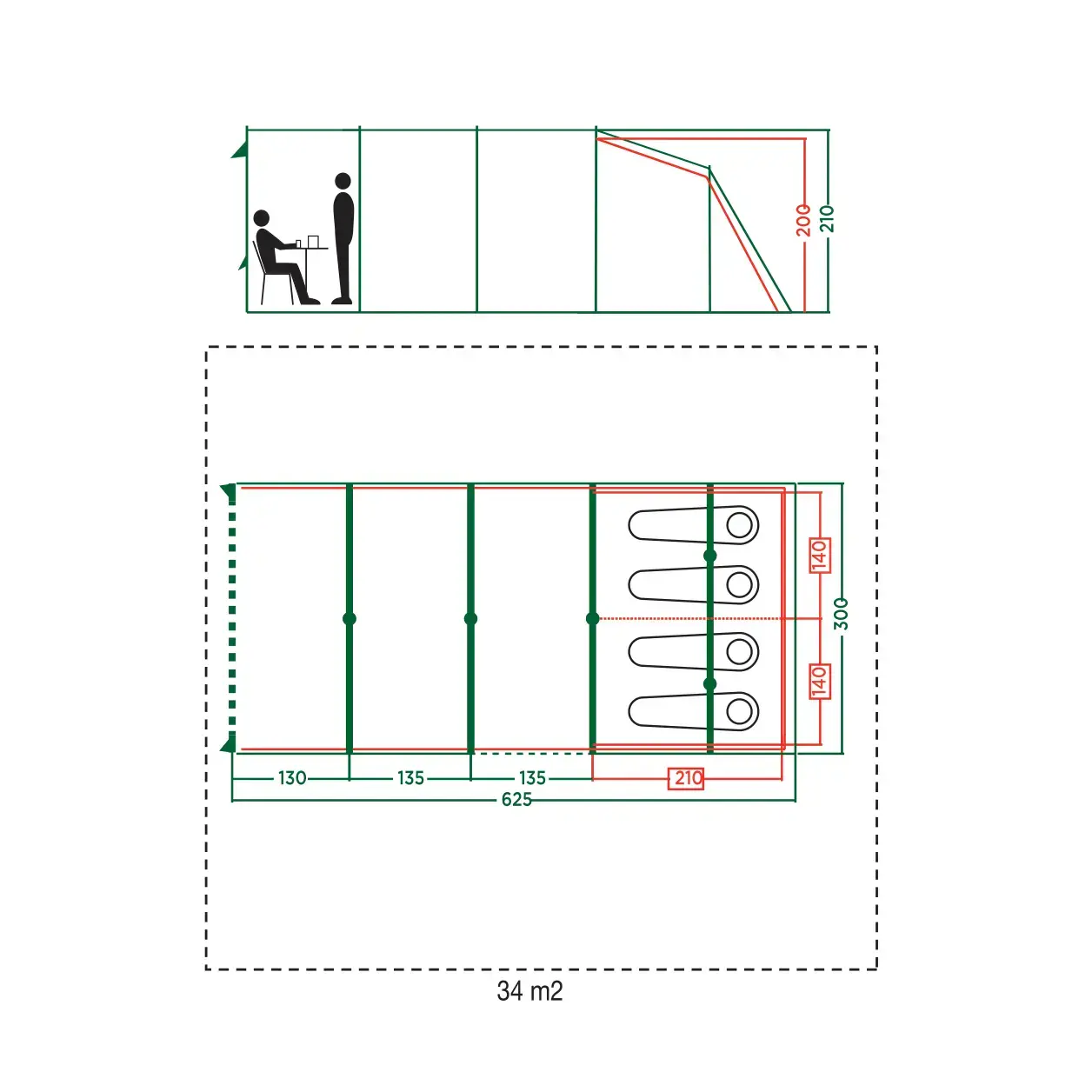 Coleman Vail™ 4 L Family Tent - 4 Person with Open Porch