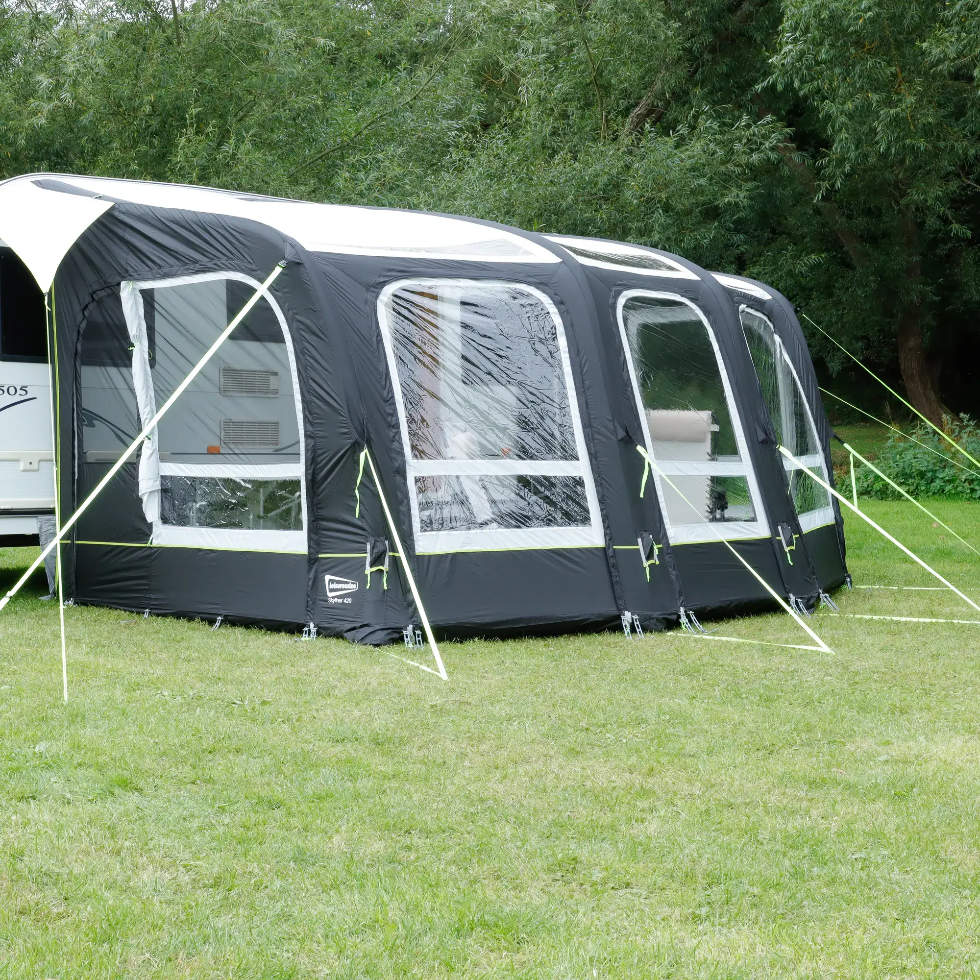 Streetwize Skyliner 420 Single Inflation Point Porch Awning - Black/Silver