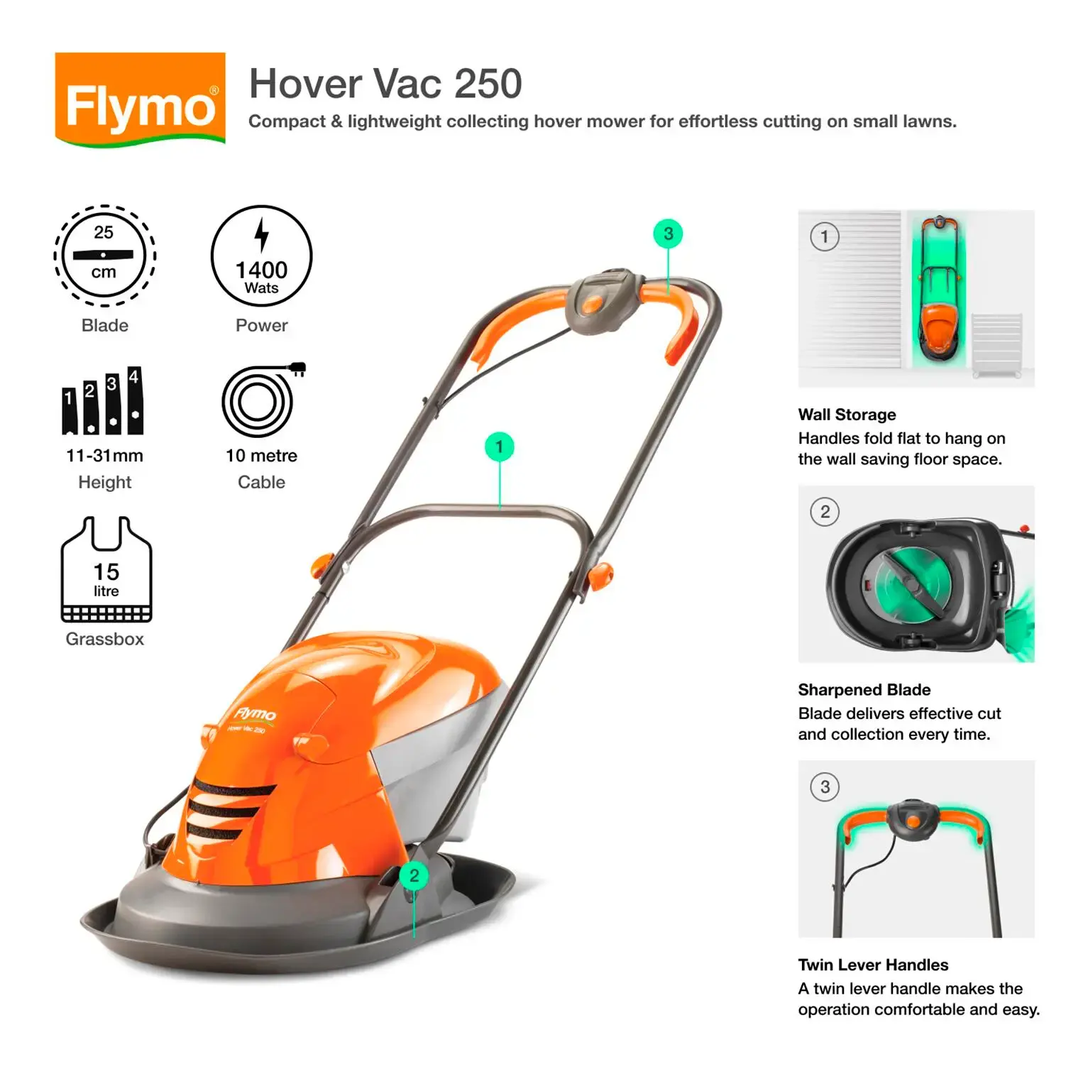 Flymo Hovervac 250 Hover Lawnmower