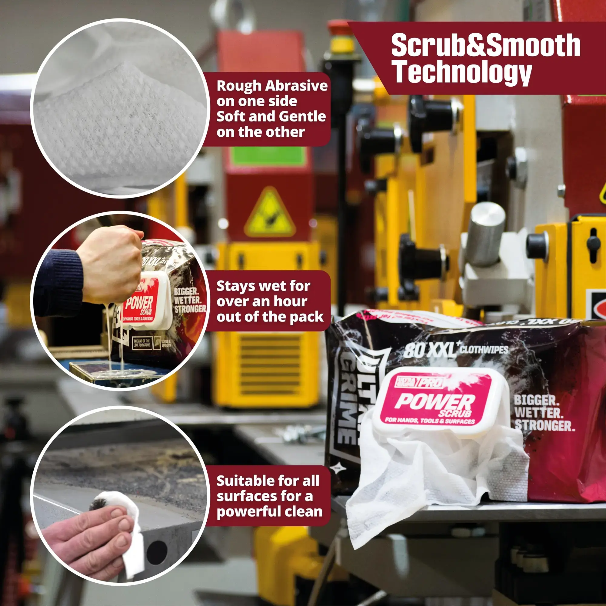 UltraGrime Pro Power Scrub XXL Clothwipes 80 Pack