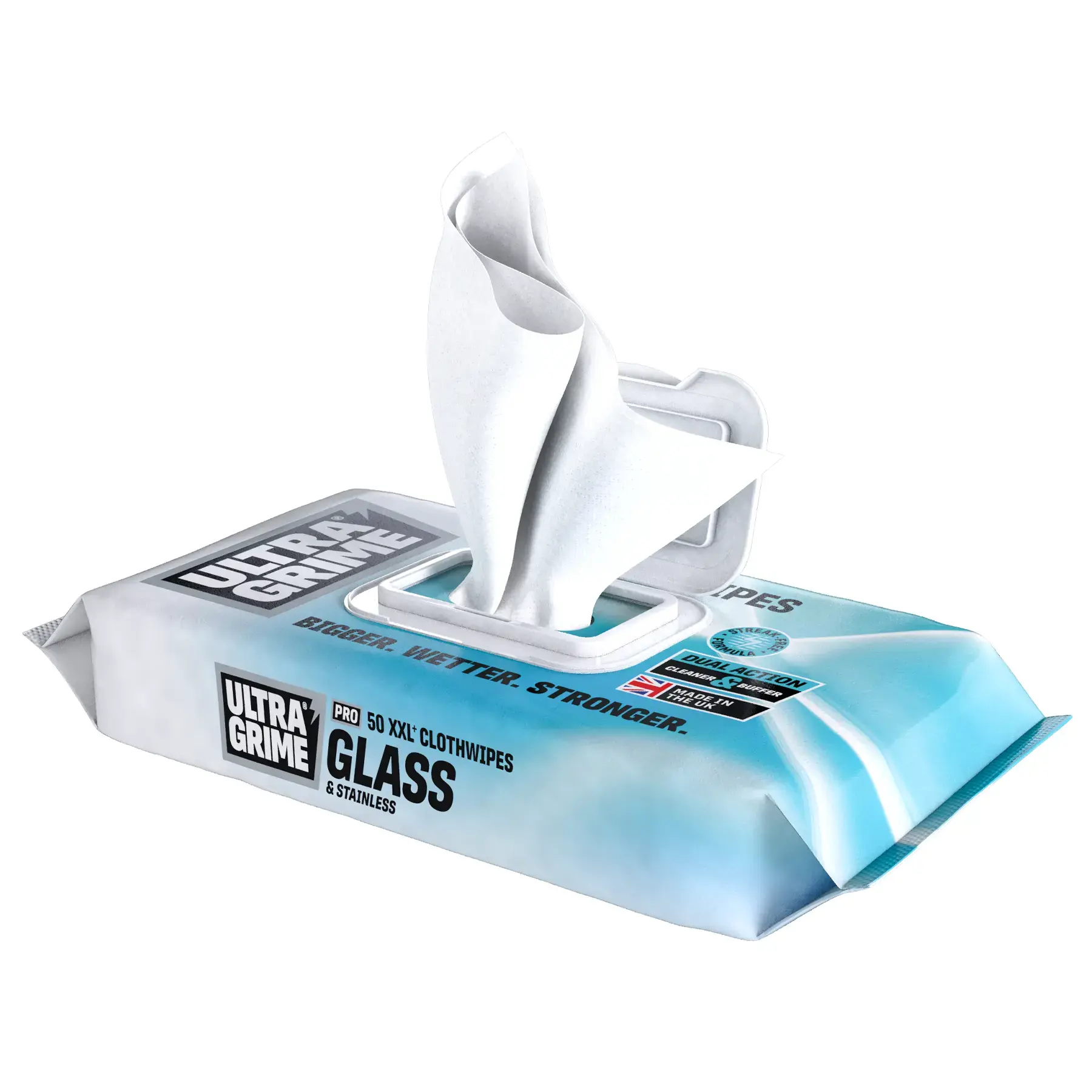 UltraGrime Pro Glass & Stainless XXL Clothwipes 50 Pack