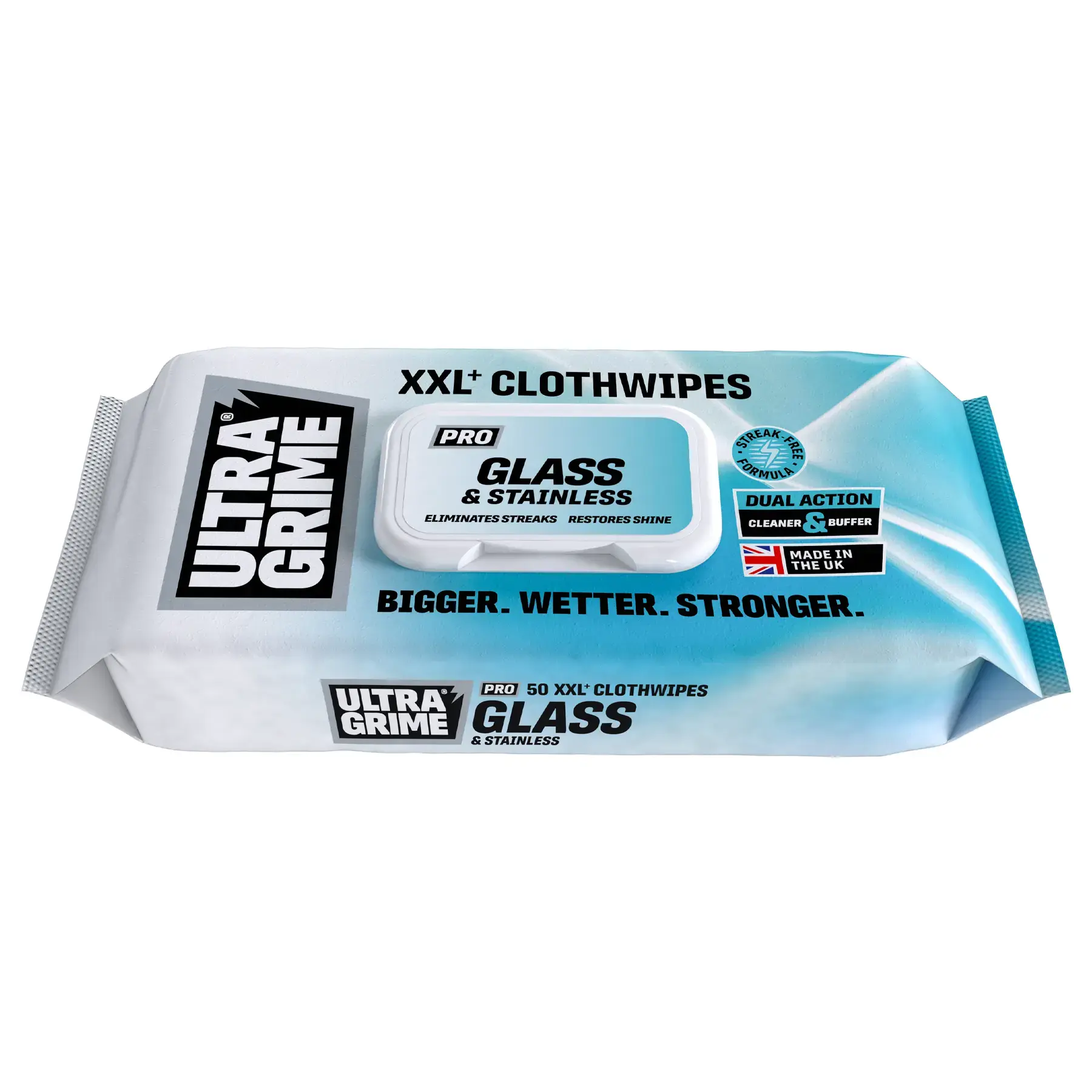 UltraGrime Pro Glass & Stainless XXL Clothwipes 50 Pack