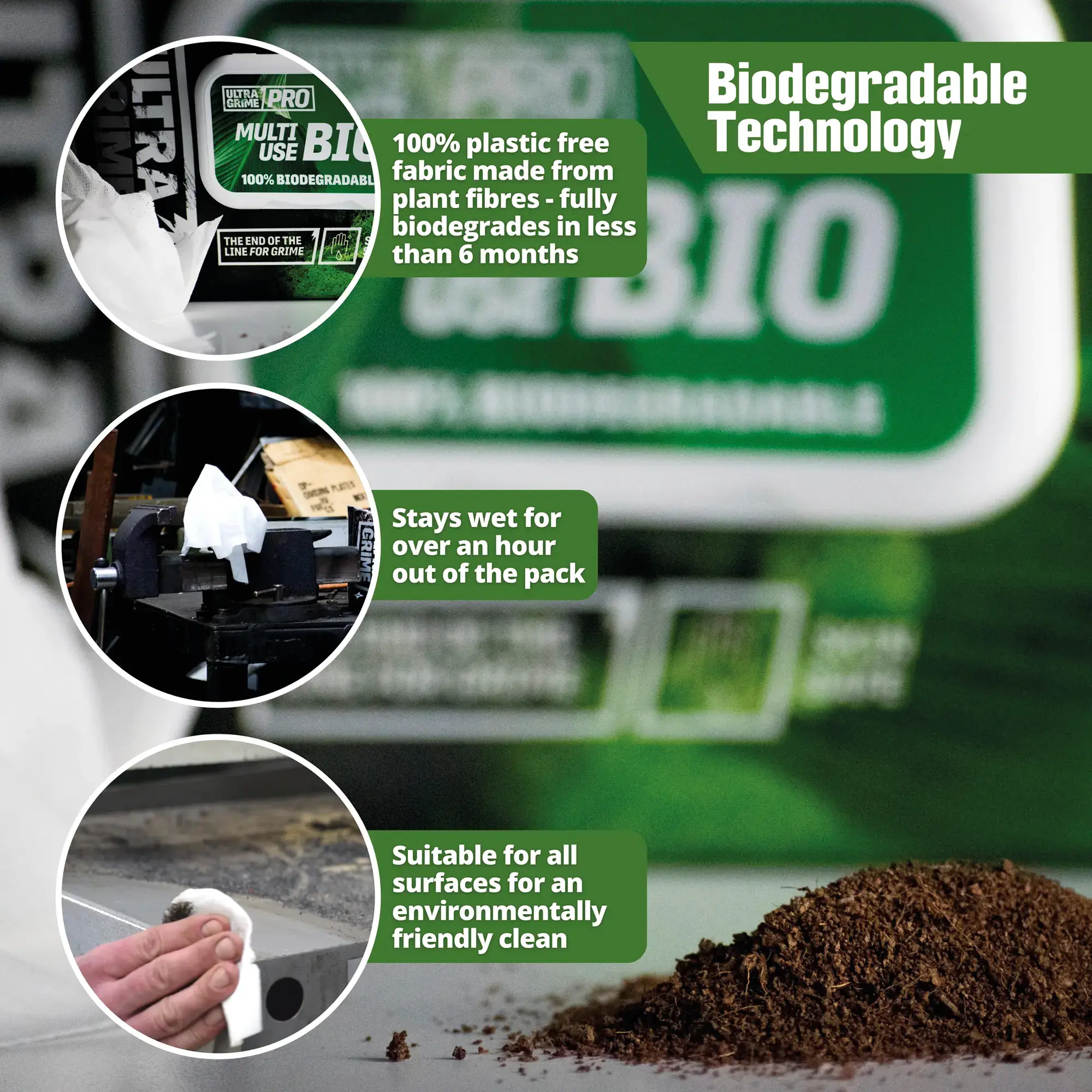 UltraGrime Pro Multiuse Bio XXL Clothwipes 100 Pack