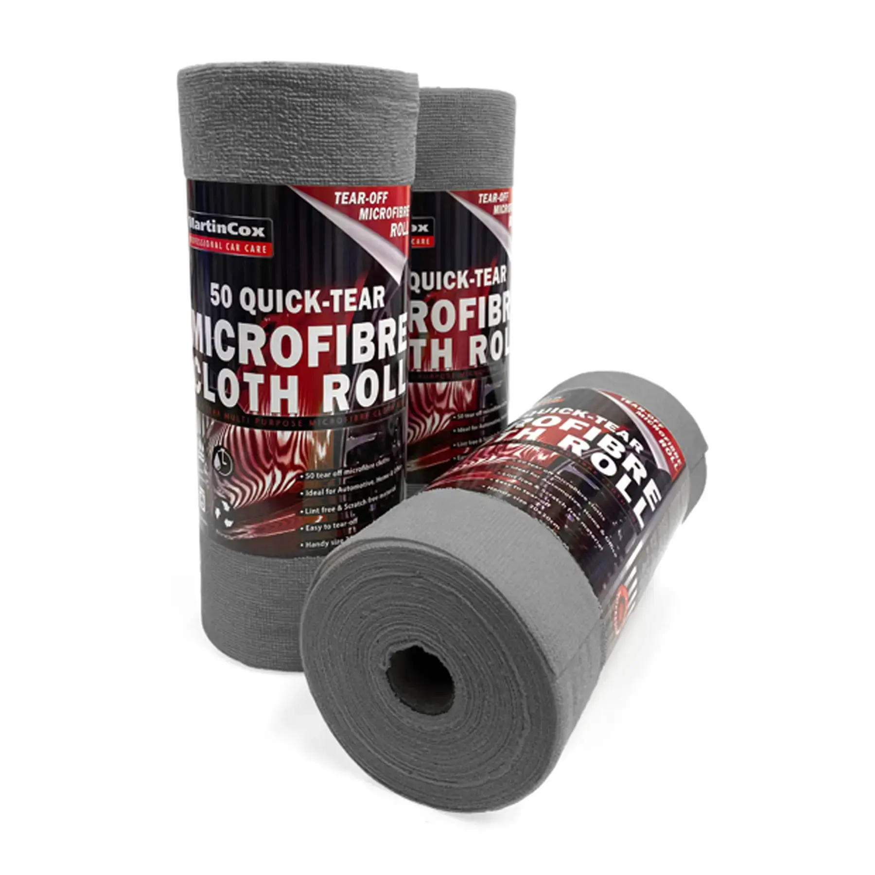 Martin Cox Roll Of 50 Quick Tear Microfibre Cloths Grey
