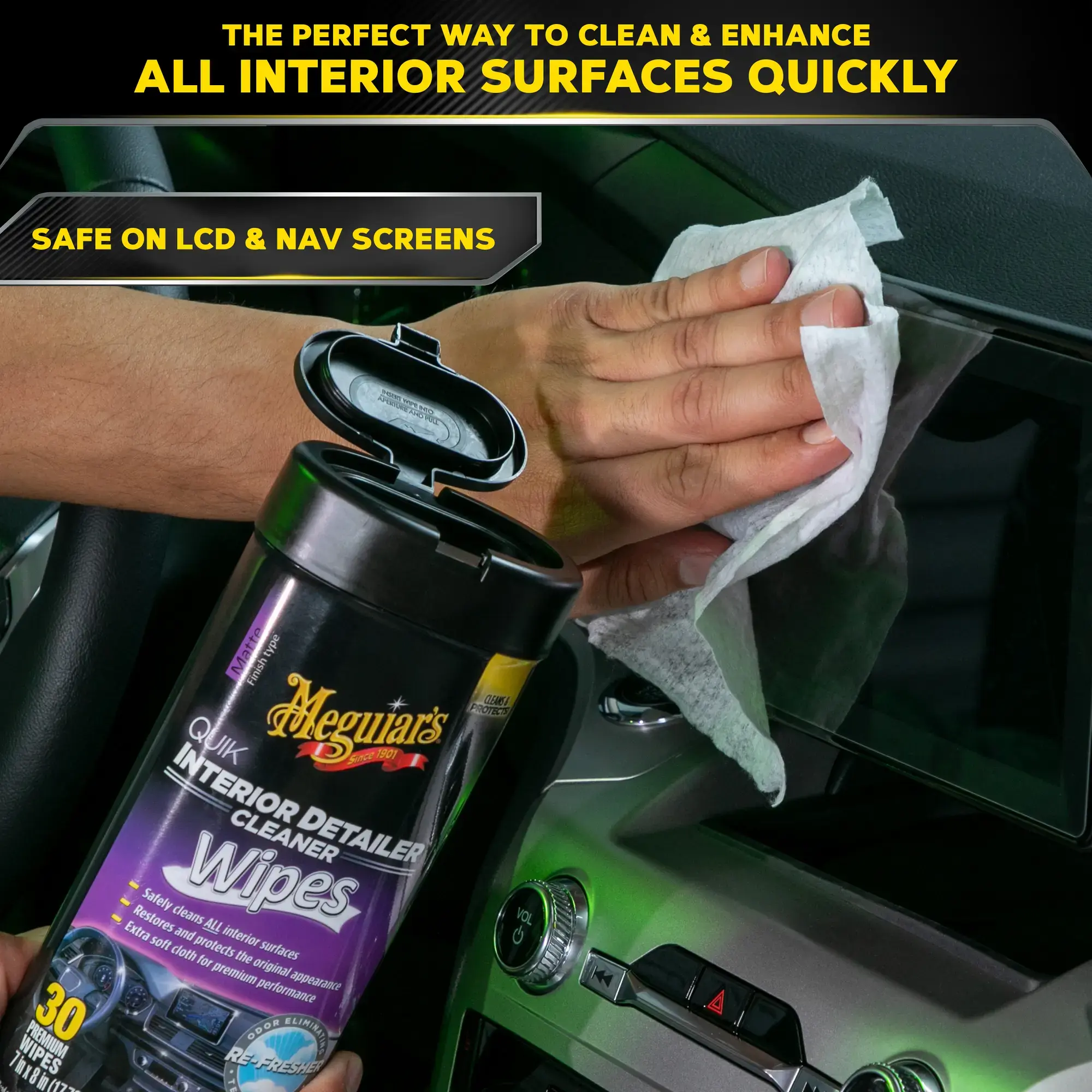 Meguiars Quik Interior Detailer Cleaner Wipes 30 Pack