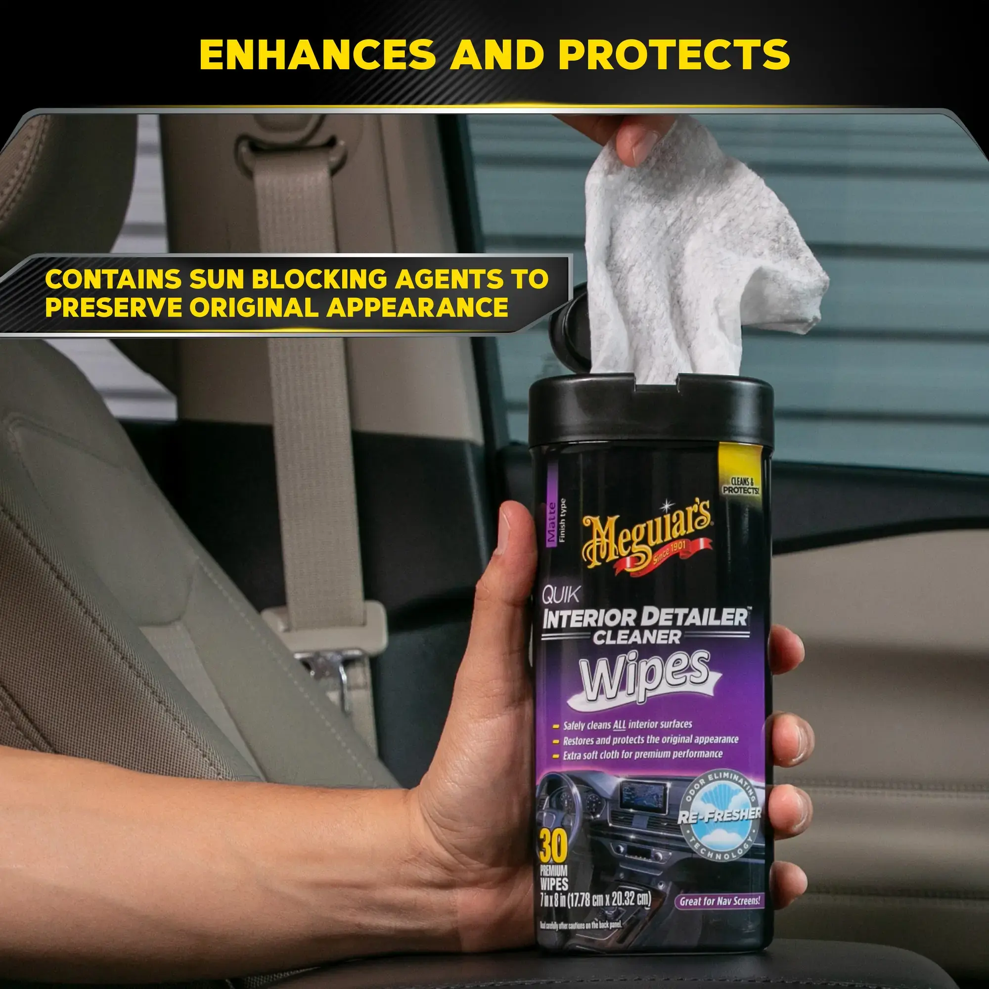 Meguiars Quik Interior Detailer Cleaner Wipes 30 Pack