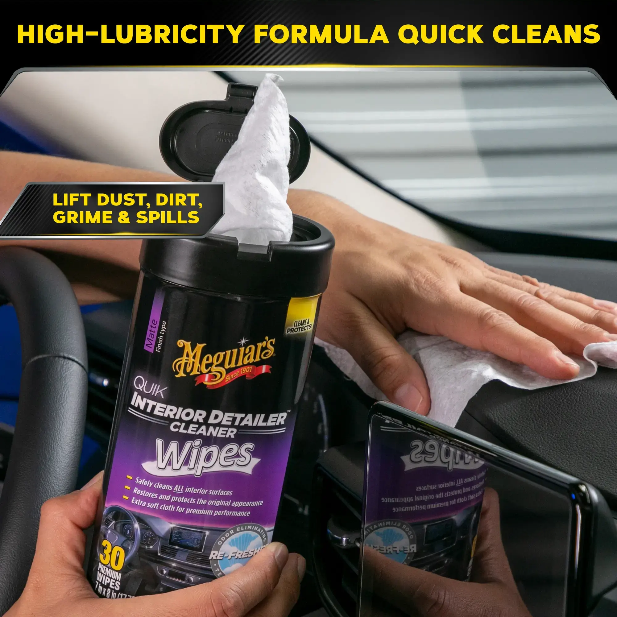 Meguiars Quik Interior Detailer Cleaner Wipes 30 Pack