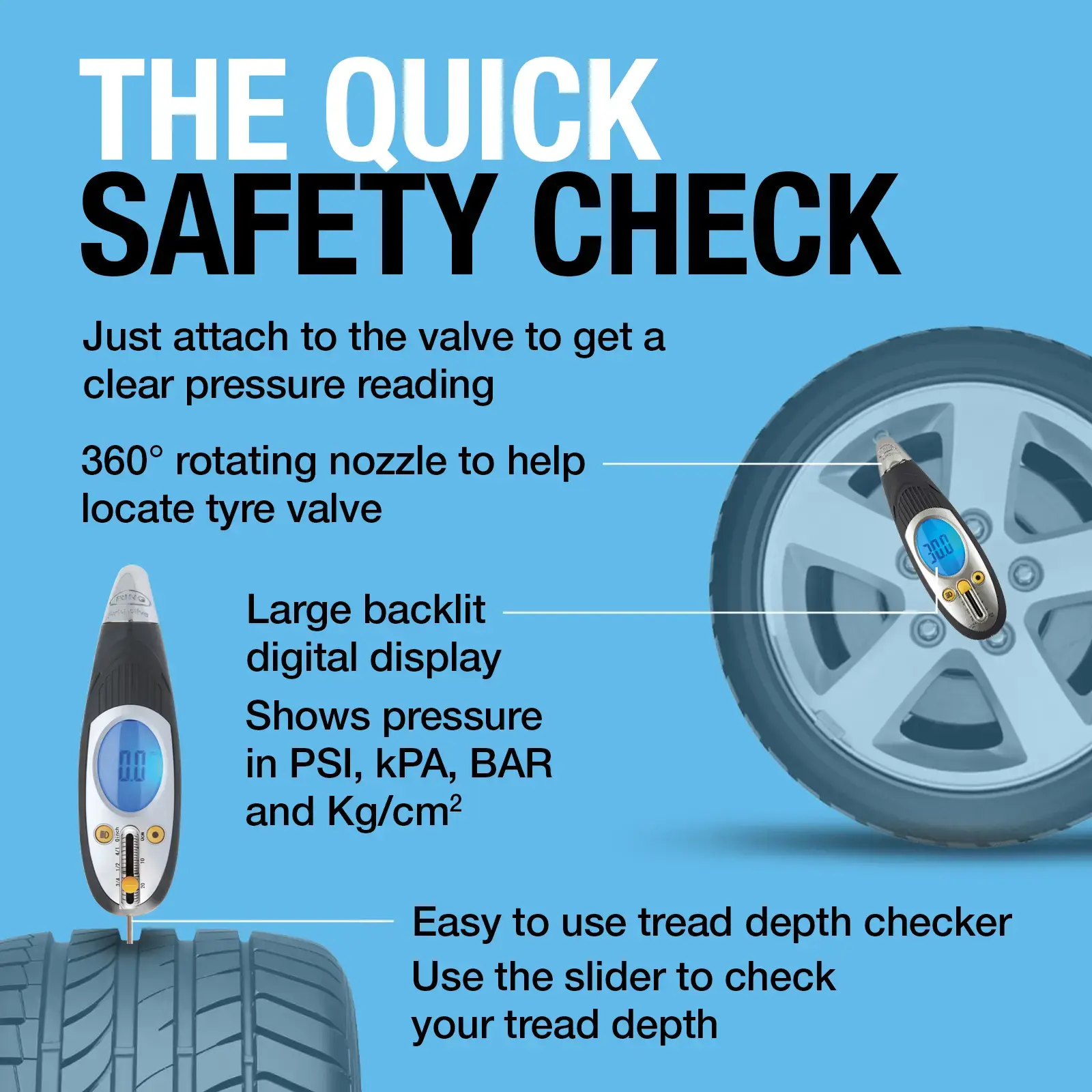 Ring Auto RTG6 Digital Tyre Pressure & Depth Gauge