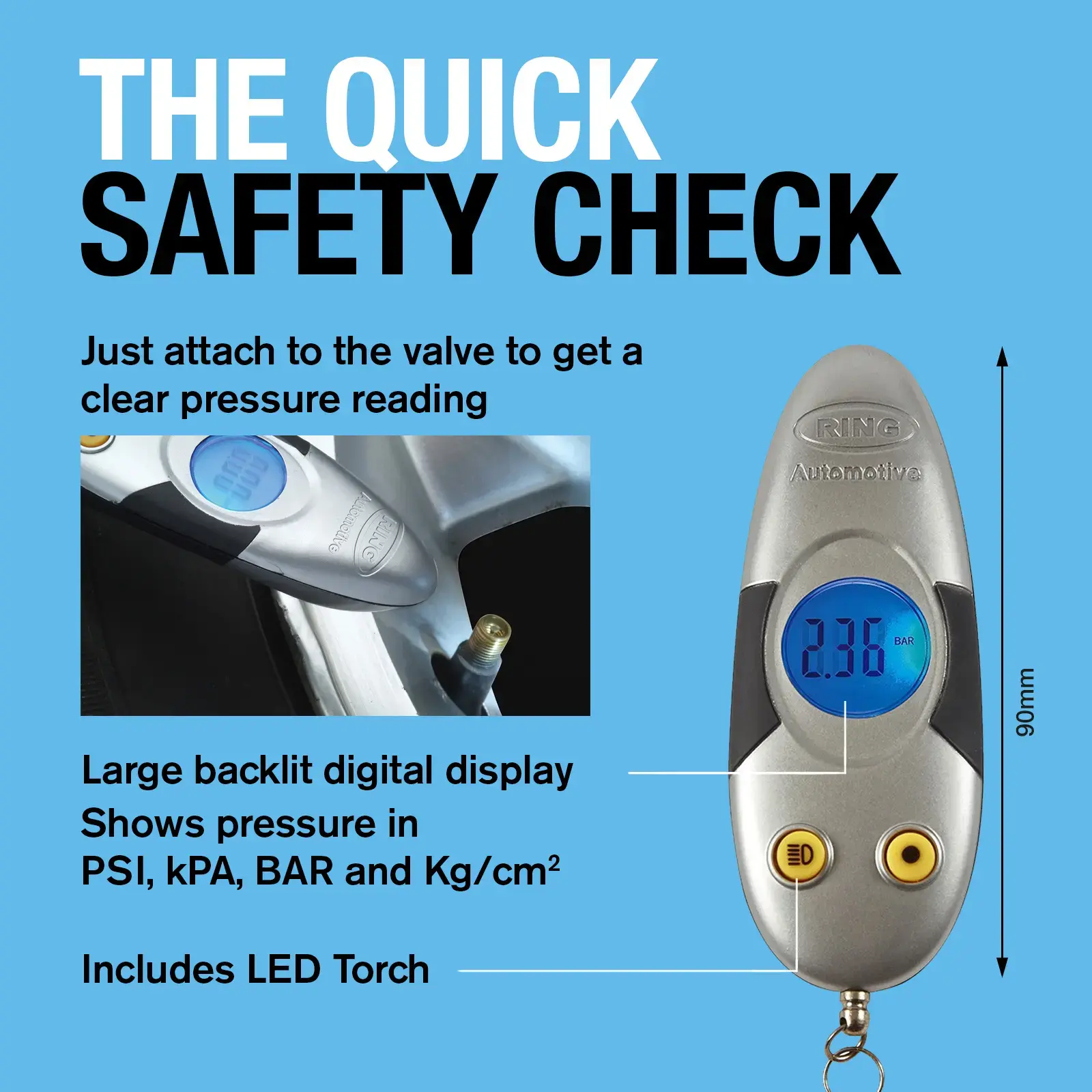 Ring Auto RTG4 Digital Keyring Tyre Pressure Gauge