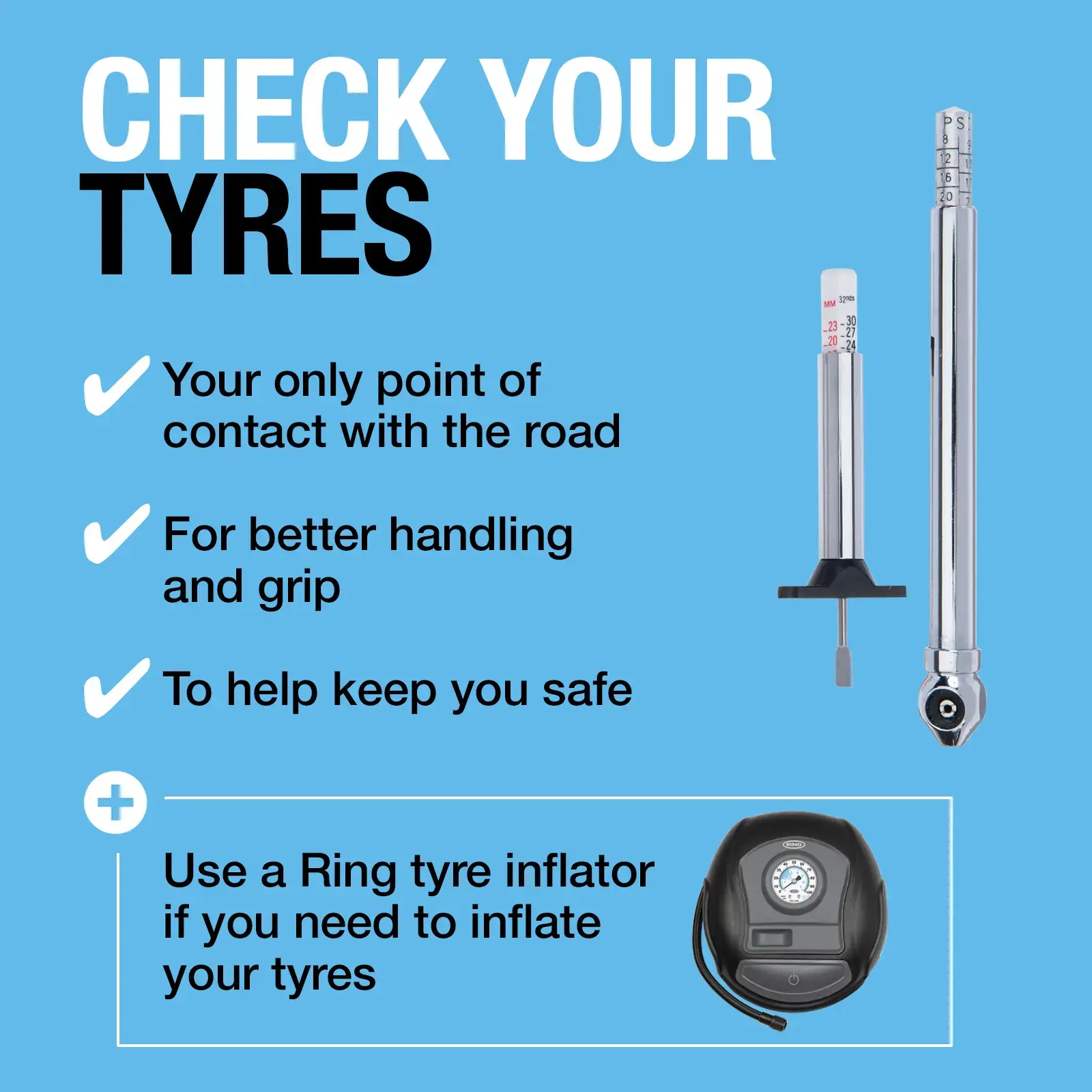 Ring Auto RTG2 Analogue Tyre Pressure & Depth Gauge