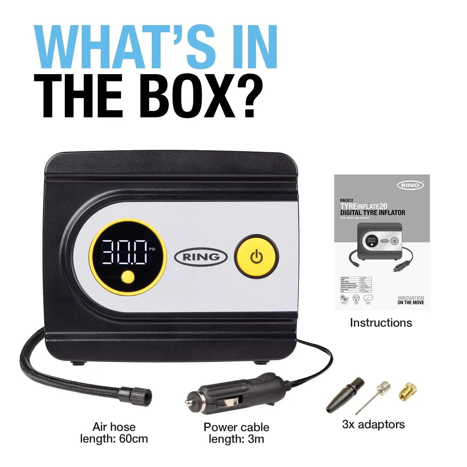 Ring Auto RAC612 TYREINFLATE 20Digital Tyre Inflator