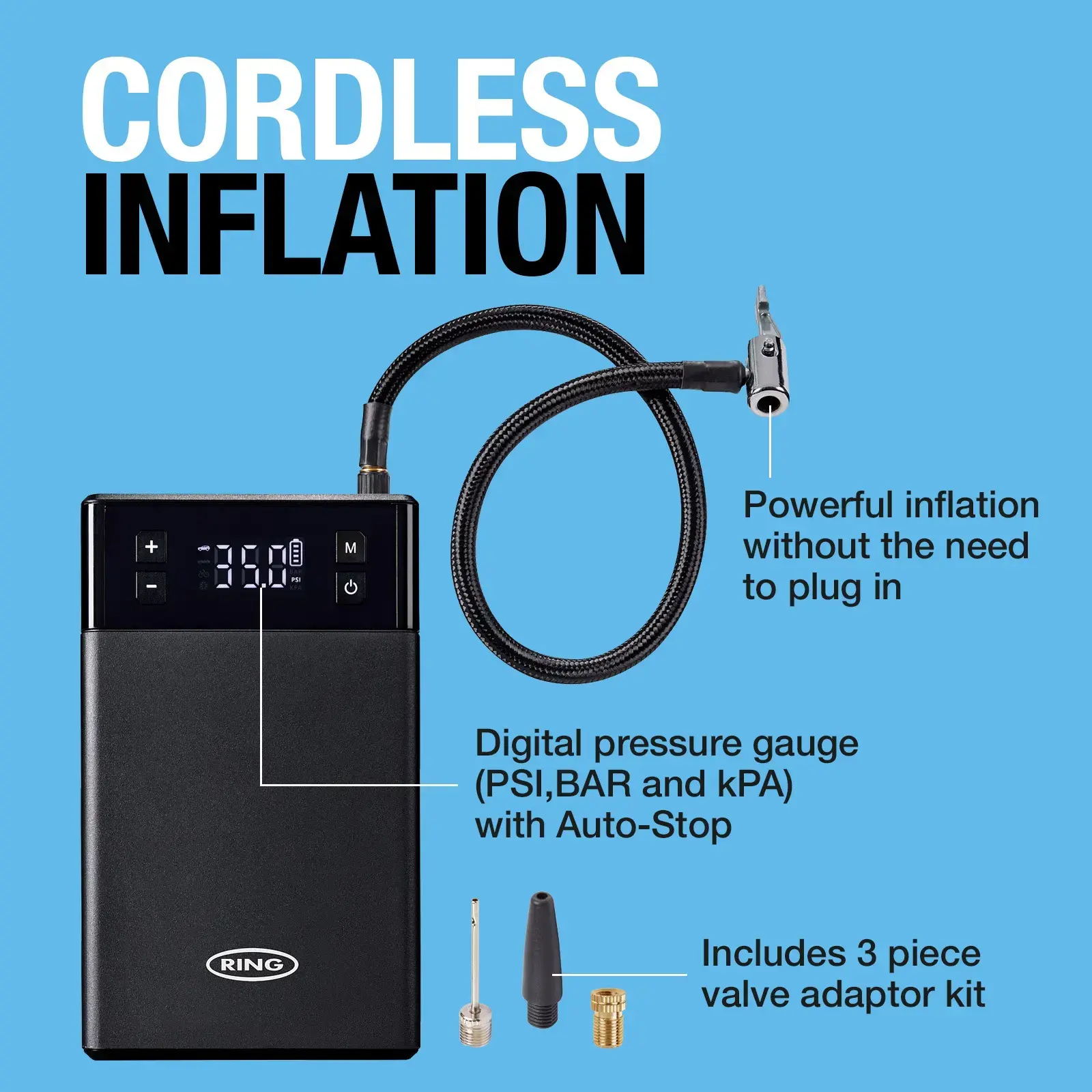 Ring Auto RPPLTC1000 JUMPSTART 5-IN-1 Tyre Inflator & Jump Starter