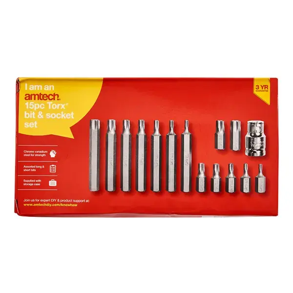 amtech 15pc Torque Bit & Socket Set