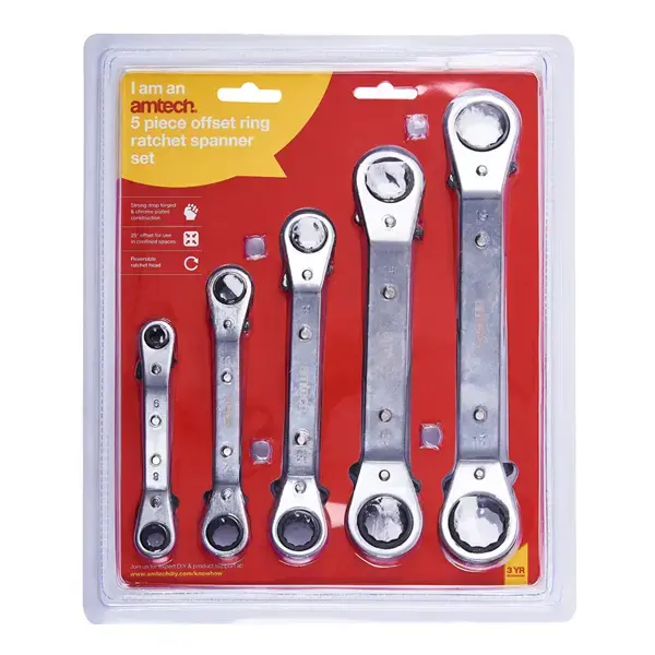 amtech 5pc Offset Ring Ratchet Spanner Set
