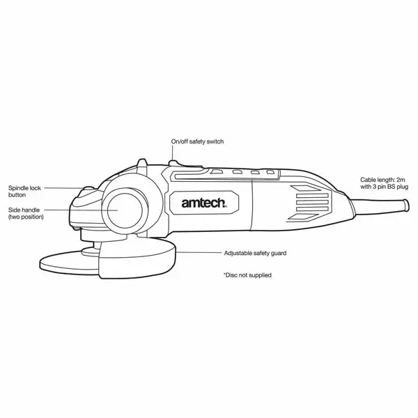 amtech 710watt - 115mm Angle Grinder