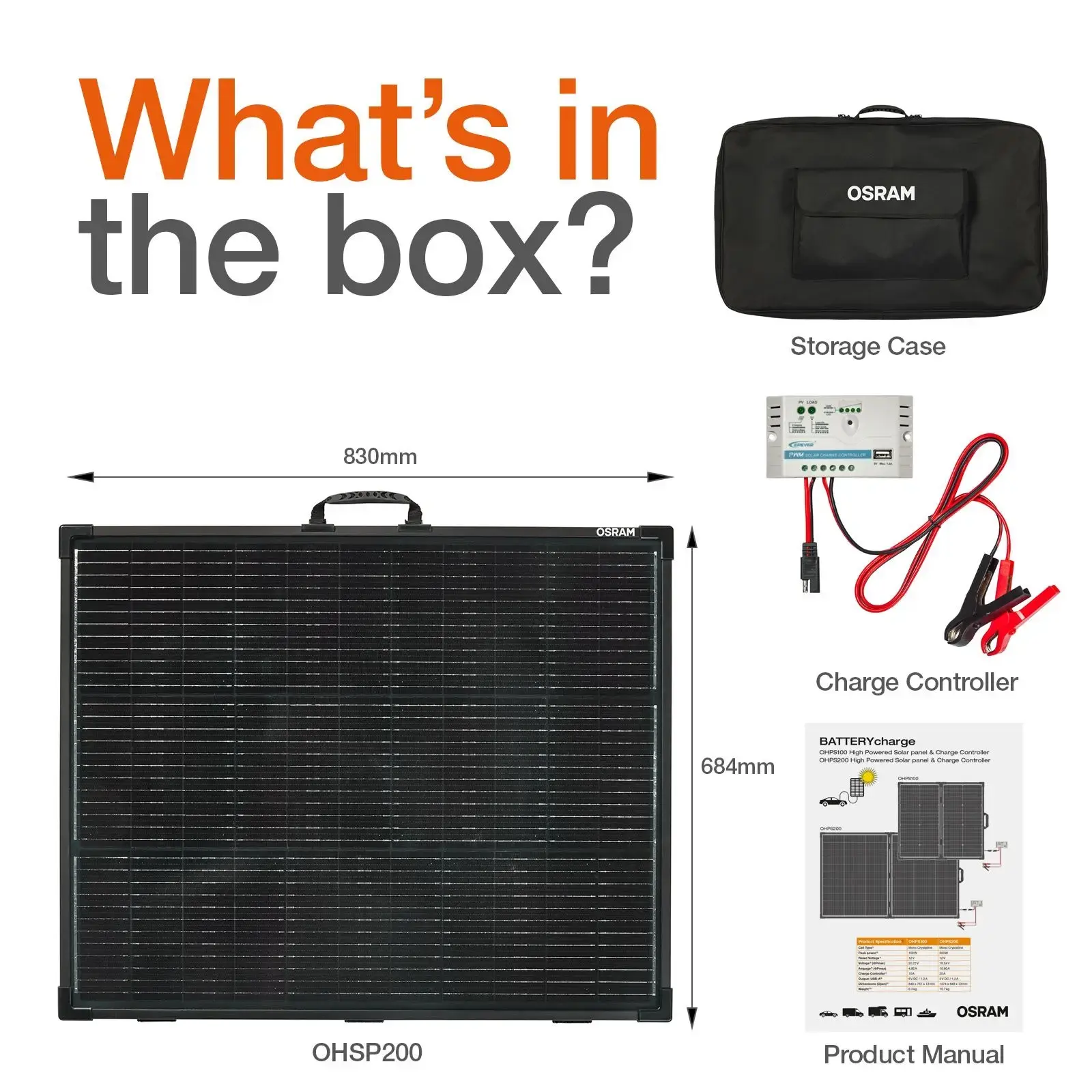 Osram OHPS200 BATTERYcharge Solar 200W Foldable Solar Panel