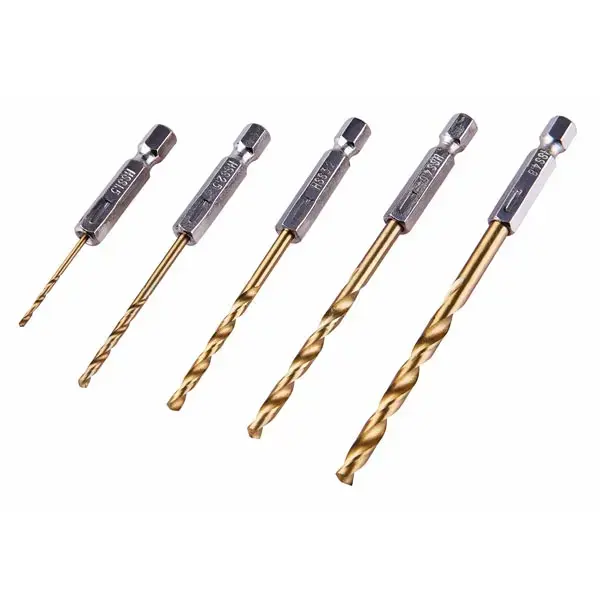 amtech 5pc 1/4" Tin Coated Drill Bit Set