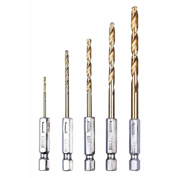 amtech 5pc 1/4" Tin Coated Drill Bit Set
