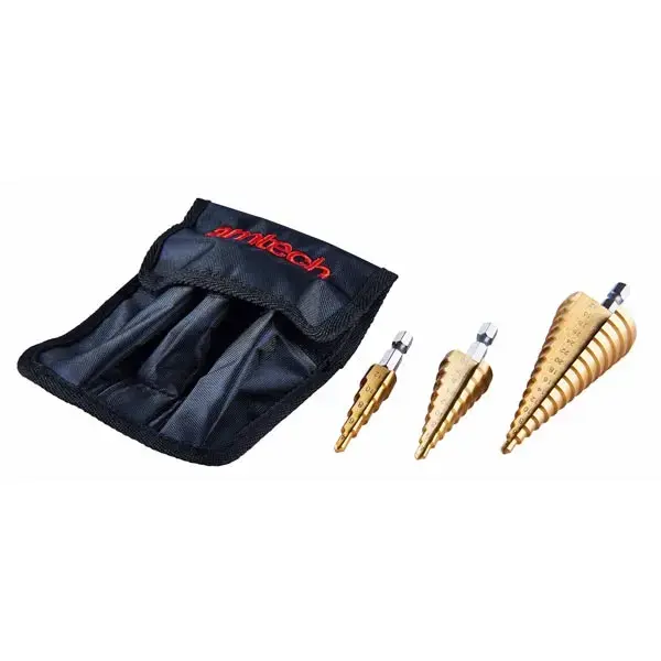 amtech 3pc High Speed Steel Step Drill Set (Large)