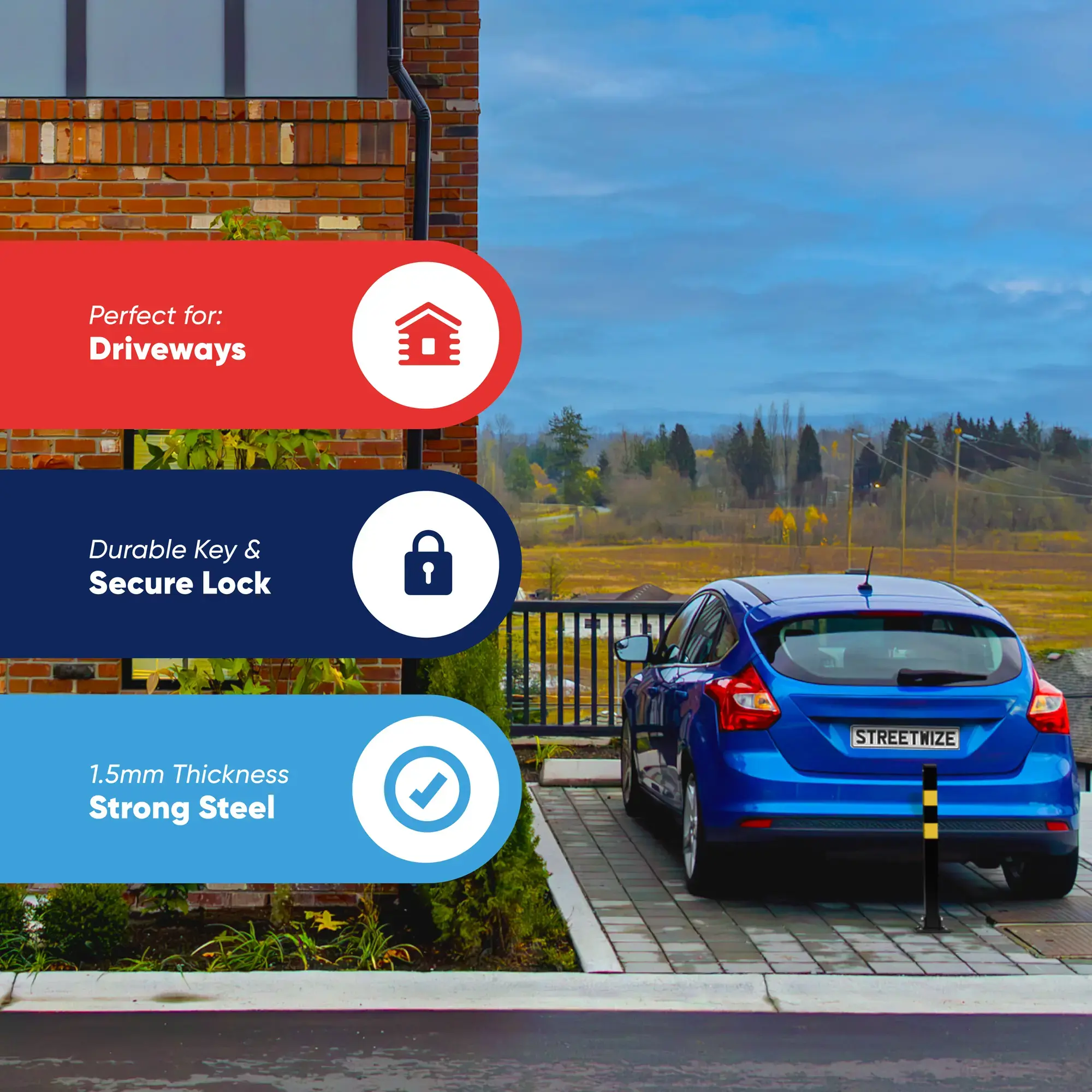 Streetwize Parking Post Square Tube