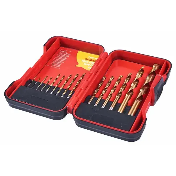 amtech 15pc HSS Drill Bit Set Titanium Nitride Coated