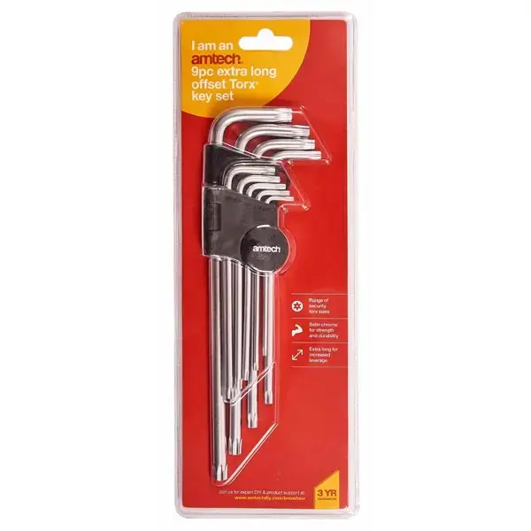 amtech 9pc Extra Long Offset Torx Key Set