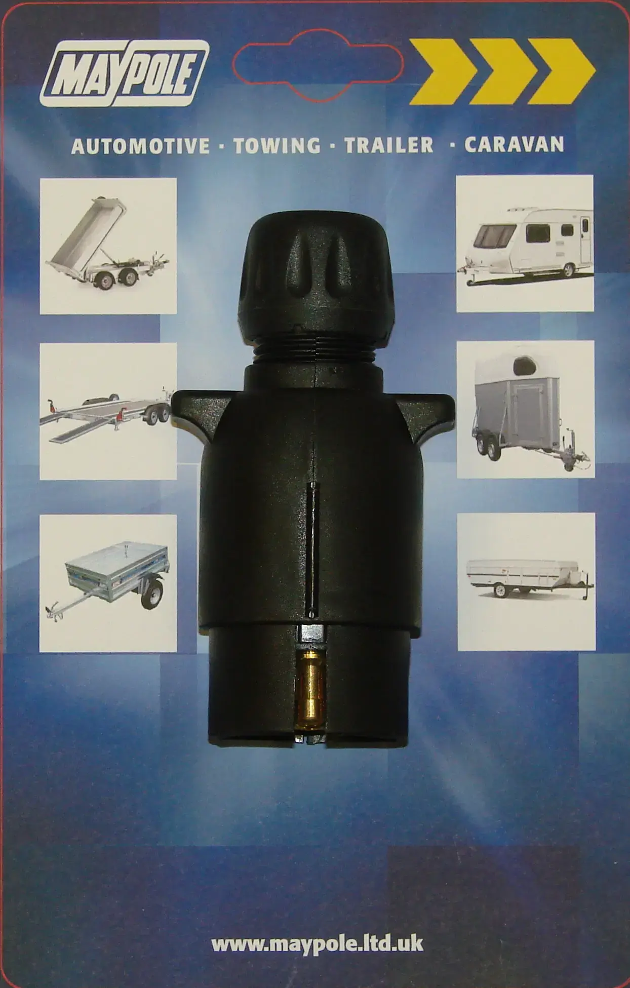 Maypole 12N 7 Pin Black Plastic Plug Caravan Electric Trailer Plug