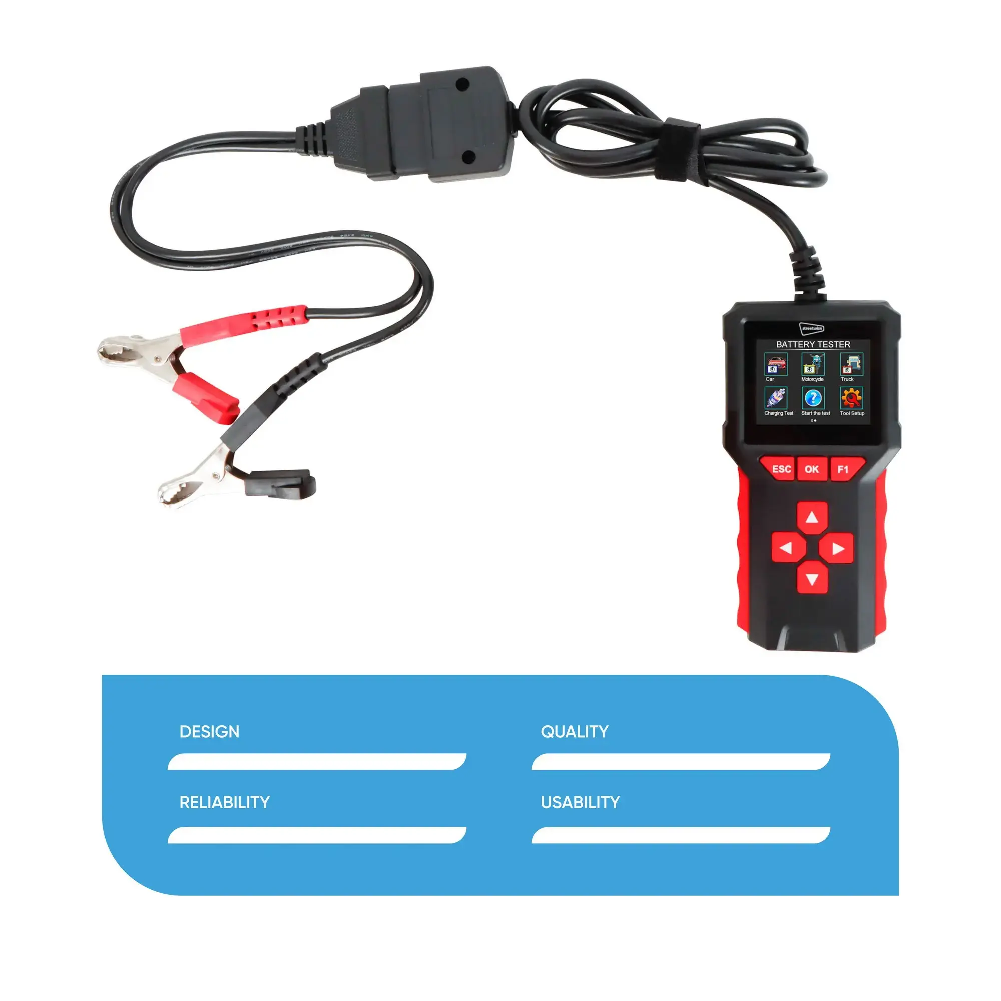 Streetwize 2 in 1 OBDII Fault Scanner with Battery Tester
