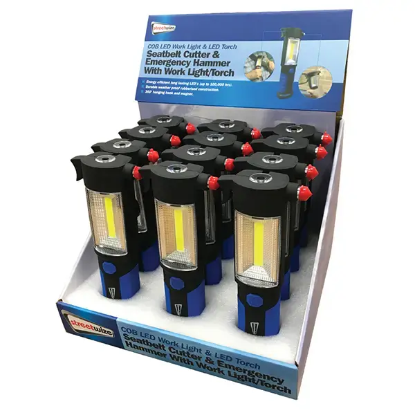 Streetwize Seat Belt Cutter & Emergency Hammer with LED worklight/torch